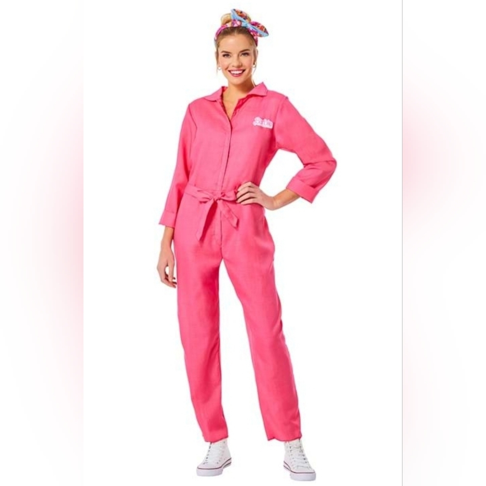 InSpirit Designs Adult Pink Coverall Barbie Movie Pink Jumpsuit Costume Sz:L New